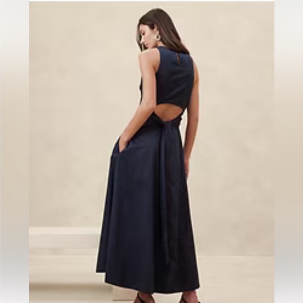 NWT BANANA REPUBLIC STRETCH-COTTON POPLIN MAXI‎ DRESS - Picture 3 of 6